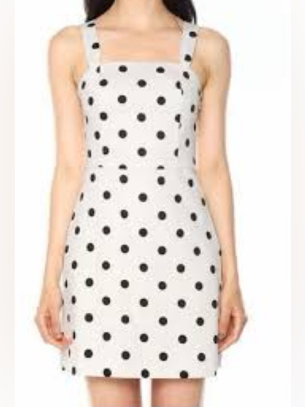 Mango White Dress with Black Polka Dots